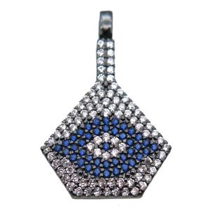 copper fan pendant paved zircon, black plated, approx 15-25mm [FN15854]