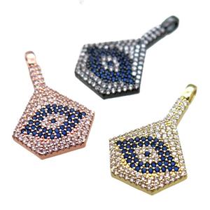 copper fan pendant paved zircon, mixed color, approx 15-25mm [FN15855]