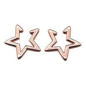copper clip earring, star, rose gold, approx 20mm [FN15876]