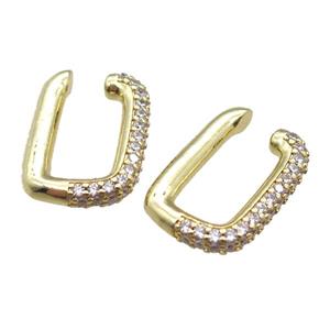 copper clip earring paved zircon, gold plated, approx 15-20mm [FN15884]