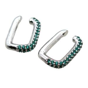 copper clip earring paved zircon, platinum plated, approx 15-20mm [FN15885]
