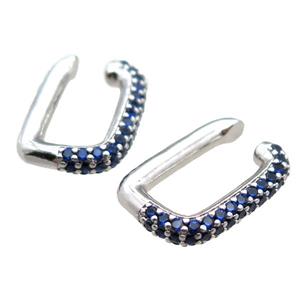 copper clip earring paved zircon, platinum plated, approx 15-20mm [FN15886]
