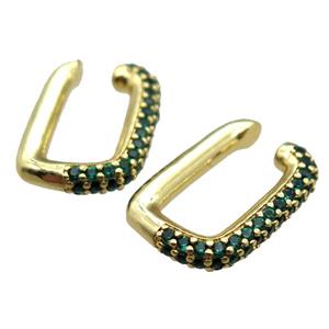 copper clip earring paved zircon, gold plated, approx 15-20mm [FN15888]