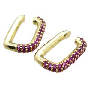 copper Clip Earrings paved zircon, gold plated, approx 15-20mm [FN15890]