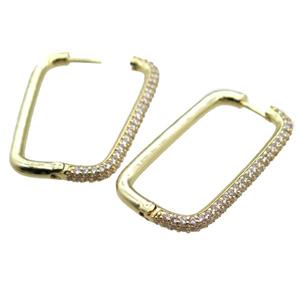 copper Clip Earrings paved zircon, gold plated, approx 22-40mm [FN15891]
