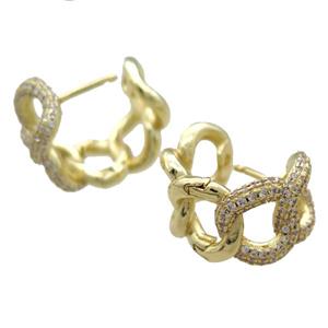 copper Latchback Earrings paved zircon, gold plated, approx 12-20mm [FN15898]