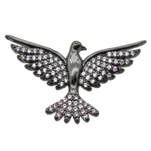 copper hawk pendant paved zircon, black plated, approx 20-28mm [FN15904]