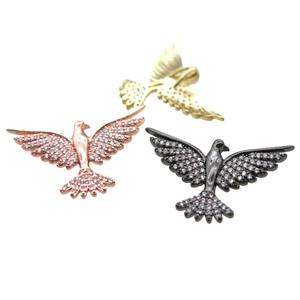 copper hawk pendant paved zircon, mixed color, approx 20-28mm [FN15905]