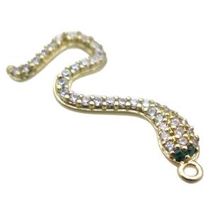 copper snake pendant paved zircon, gold plated, approx 10-30mm [FN15909]