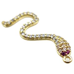 copper snake pendant paved zircon, gold plated, approx 10-30mm [FN15910]