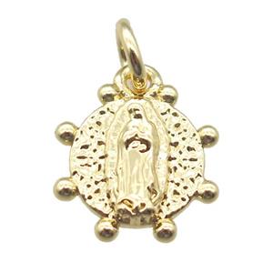 copper Jesus pendant, gold plated, approx 10mm dia [FN15911]