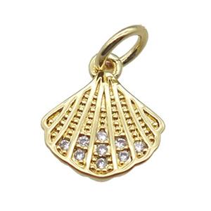 copper shelled pendant paved zircon, gold plated, approx 10mm [FN15915]