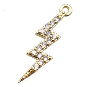 copper lightning pendant paved zircon, gold plated, approx 16mm [FN15933]