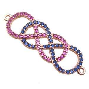 copper double infinity connector paved zircon, gold plated, approx 10-30mm [FN15940]