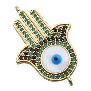 copper hamsahand connector paved zircon, gold plated, approx 18-26mm [FN15944]