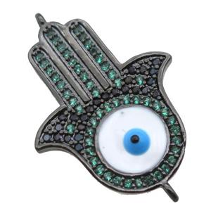 copper hamsahand connector paved zircon, black gunmetal plated, approx 18-26mm [FN15945]