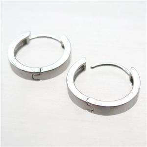copper huggie Hoop Earrings, platinium plated, approx 20mm dia [FN15955]