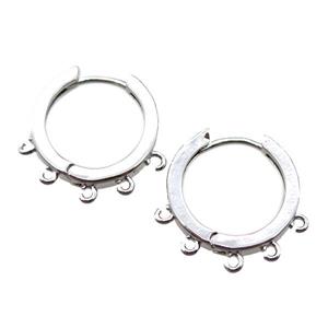 copper Hoop Earrings, platinum plated, approx 20mm dia [FN15957]