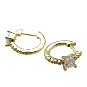 copper Latchback Earrings paved zircon, gold plated, approx 16mm dia [FN15960]