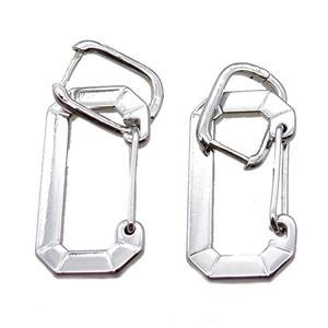 copper Latchback Earrings, platinum plated, approx 11-15mm, 15-30mm [FN15992]