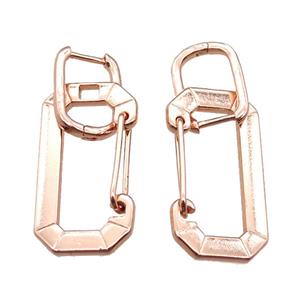 copper Latchback Earrings, rose gold, approx 11-15mm, 15-30mm [FN15994]