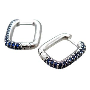 copper Latchback Earrings pave zircon, platinum plated, approx 16-18mm [FN15998-S]