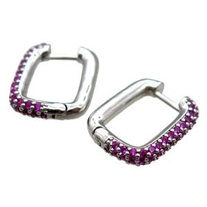 copper Latchback Earrings pave zircon, platinum plated, approx 16-18mm [FN15999-S]