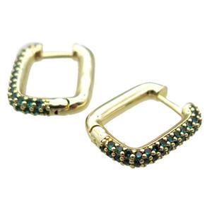 copper Latchback Earrings pave zircon, gold plated, approx 16-18mm [FN16002-S]