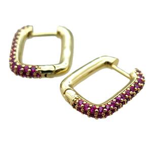 copper Latchback Earrings pave zircon, gold plated, approx 16-18mm [FN16003-S]
