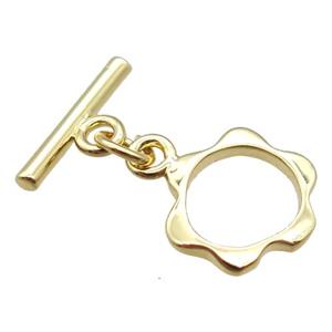 copper toggle clasp, flower, gold plated, approx 10mm, 10mm [FN16110]