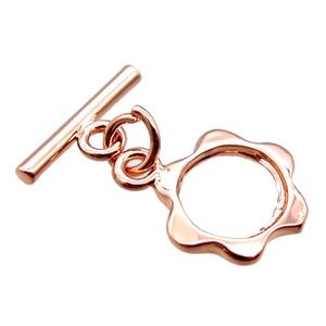 copper toggle clasp, flower, rose gold, approx 10mm, 10mm [FN16111]