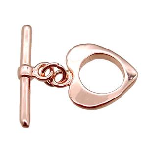 copper toggle clasp, heart, rose gold, approx 12mm, 18mm length [FN16114]