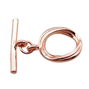 copper toggle clasp, oval, rose gold, approx 11-13mm, 18mm length [FN16120]