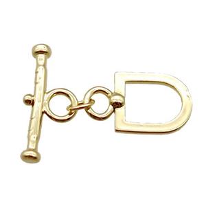 copper toggle clasp, gold plated, approx 10-17mm, 19mm length [FN16122]