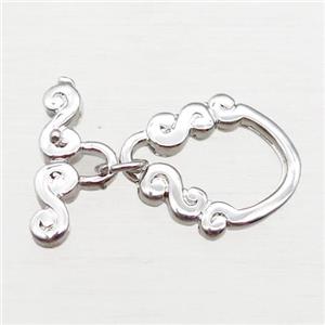 copper toggle clasp, platinum plated, approx 12-14mm, 14mm [FN16124]