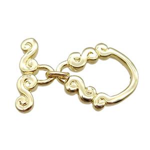copper toggle clasp, gold plated, approx 12-14mm, 14mm [FN16125]