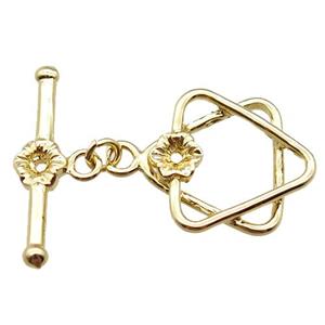 copper toggle clasp, david star, gold plated, approx 17-22mm, 25mm length [FN16134]