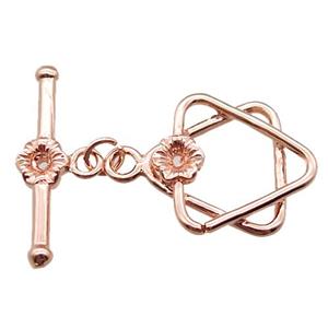 copper toggle clasp, david star, rose gold, approx 17-22mm, 25mm length [FN16135]