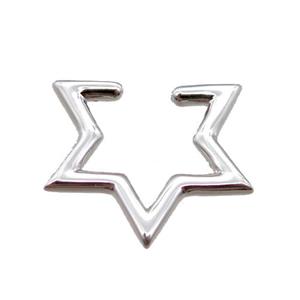 copper clip Earrings, star, platinum plated, approx 15-16mm [FN16139]