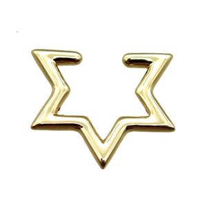 copper clip Earrings, star, gold plated, approx 15-16mm [FN16140]