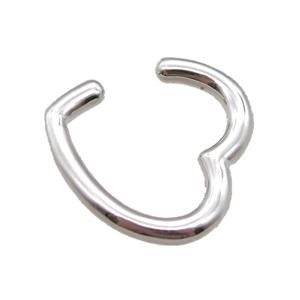 copper clip Earrings, heart, platinum plated, approx 20mm [FN16141]