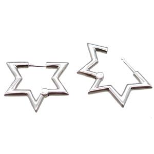 copper Latchback Earrings, star, platinum plated, approx 20-24mm [FN16143]
