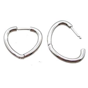 copper Latchback Earrings, heart, platinum plated, approx 20mm [FN16145]