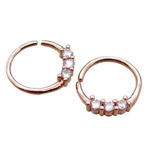 copper hoop Earrings pave zircon, circle, rose gold, approx 12mm dia [FN16160]