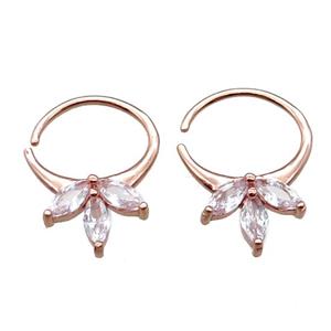 copper hoop Earrings pave zircon, circle, rose gold, approx 16-21mm [FN16163]