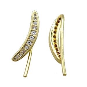 copper hook Earring paved zircon, gold plated, approx 15mm [FN16167]