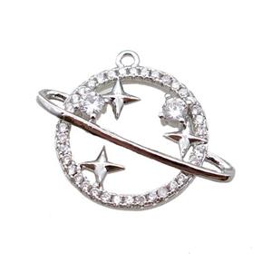 copper earth pendant paved zircon, platinum plated, approx 18-25mm [FN16172]