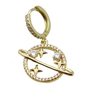 copper hoop Earring paved zircon, gold plated, approx 18-25mm, 14mm dia [FN16174]