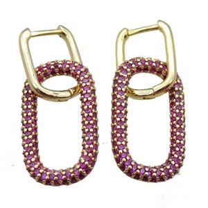 copper Latchback Earrings pave zircon, oval, gold plated, approx 14-25mm, 12-16mm [FN16209]