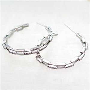 copper Latchback Earrings pave zircon, platinum plated, approx 32mm dia [FN16228]